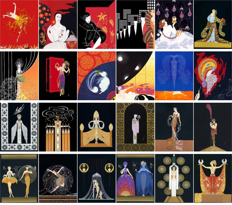 PIXILUV Vintage PostCards 24 pcs Erte Art Deco Vintage Painting - Image 2